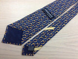 JAEGER of London Silk Tie - Blue with Gold with Horseshoe Buckle Pattern 41