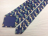 MARIO VALENTE Italian Silk tie - Navy with Flora and Fauna Patten 40