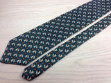 Designer Tie Ser Men Horse Head & Red Pattern on Spruce Blue Silk Men Necktie 32