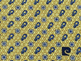 PIERRE CARDIN Paris Silk Tie - Yellow with Blue and White Flower Pattern 36