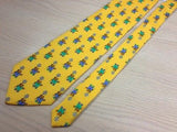 FELICIANI Silk Tie - Bright Yellow with Teddy Bear Daisy Pattern 36