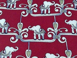 GIANCARLO Italian Silk Tie - Dark Red with Asian Elephants Design 27