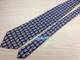 Designer Tie Ermenegildo Zegna Blue Print on Brown Silk Men NeckTie 30