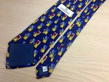 GIVENCHY Paris Silk Tie - Royal Blue with Gold & Sea Blue Floral Pattern 36
