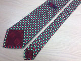 Gentleman's Silk Tie - Green with Red & Navy Star Flower Pattern  35
