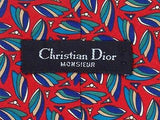 Novelty TIE Shell on Red CHRISTIAN DIOR Made in USA Silk Necktie 5