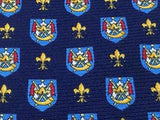 Designer Tie 100% Seidi Cross Sword Badge on Blue Silk Men NeckTie 44
