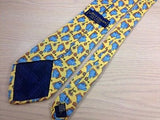 ENRICO COVERI Italian Silk Tie - Yellow w Napping Elephant Pattern 27