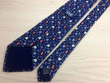 VBK Silk Tie - Navy with Multi-Colored Flower Pattern - Elegant, Classic 33