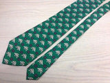 Animal Tie U and Roma Turtle with Flowers in Square on Green Silk Men NeckTie 44