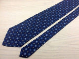 Designer Tie Longchamp Blue Flower Pattern On Dark Purple Silk Men Necktie 31