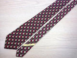 Geometric TIE Pearl on Tan and Fushia Made in Italy Silk Necktie 5