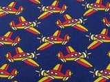 Novelty Tie Aeroplanes On Dark Blue Silk Men Necktie 43