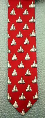 Classic Sailship TIE on Bright Red Repeat Novelty Silk Men Necktie 17