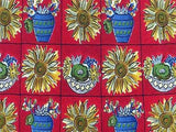 Floral TIE Sunflower on Red by Liberty Made in England Repeat Silk Necktie 4