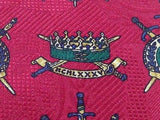 TOMMY HILFIGER Silk Tie - Red with Royal Coat of Arms Pattern 36