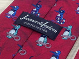 JAMMERS & LEUFGEN Polyester Tie - Red with Whimsical Penguin Design 35