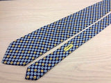 Designer Tie Yves Saint Laurent Gold-Blue Shuriken on Blue Silk Men Necktie 47