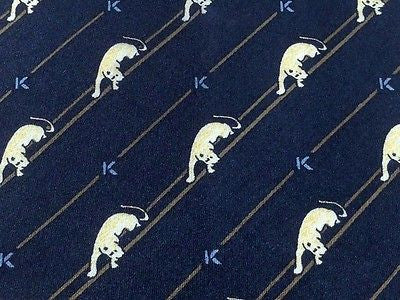 Animal Tie Kriziauomo White Panthers On Black Silk Men Necktie 42