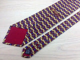 Desiner Tie G.Binda Crown Pattern on Burgundy Silk Men NeckTie 30