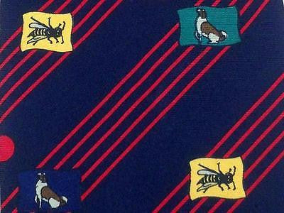 Animal Print TIE DOG & BEE STRIPE BLUE RED  Silk Men Necktie 26