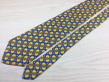 LANCEL Paris Silk Tie - Hand Made -  Royal Blue w Intricate Gold Pattern 41
