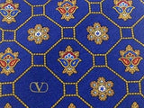 Designer Tie Valentino Classical Pattern on Blue Silk Men NeckTie 46