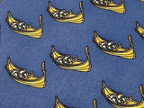 Novelty Tie Cucita A Mano Boats On Blue Silk Men Necktie 43