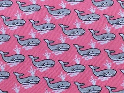 Animal Tie Rosso Bianco Grey Whales on Watermelon Pink Silk Men Necktie 47