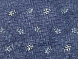 Designer Tie Louis Feraud Ash Flowers on Blue- Grey Stripes Silk Men Necktie 47