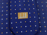Designer Tie Dunhil White n Orange Dot on Blue Silk Men Necktie 45