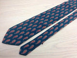 Designer Tie Argentex Red Pattern On Blue Silk Men Necktie 42
