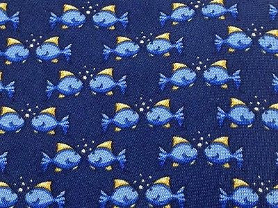 Animal Tie BeauFort Fishes in water on Blue Silk Men NeckTie 46