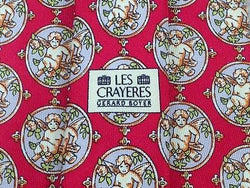 ANDRE CLAUDE CANOVA  French Silk Tie - Red with Cherub Pattern 37
