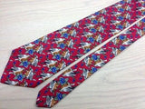 Novelty Tie Beaufort Sparrow Pair & Flower on Red Silk Men Necktie 45