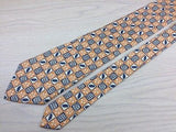 BOSS Italian Silk Tie - Gold, Blue and Vanilla Checked Pattern 41