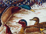 VAN HEUSEN Silk Tie - Blue & Rust Plaid with Duck Hunting Design  34