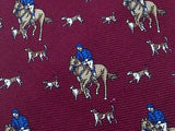 SCALA Silk Tie - Dark Red with Equestrian Pattern 33