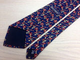 BARRINGTON US Made 100% Silk Tie - Blue with Maroon & Tan Floral Design 33