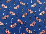 Novelty Tie Paolo Della Vigna People With Cars On Dark Blue Silk Men Necktie 29