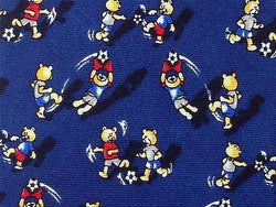 Soccer TIE Teddy Bear on Blue Theme Repeat Silk Necktie 3