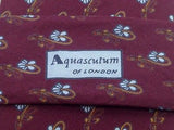 Designer Tie Aquascutum Flowers on Burgund Silk Men NeckTie 49
