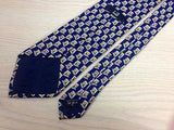 DUNHILL English Silk Tie - Blue with Fireplace Pattern - Elegant, Classic 33