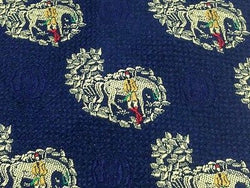 Novelty Tie Christian Dior Horse & Rider Design on Navy Blue Silk Men Necktie 47