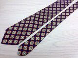 Designer Tie Stefano Dassi Red-Yellow Design on Navy Blue Silk Men Necktie 47