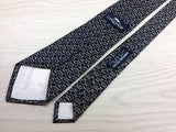 Longchamp Paris Tie Hand Made in Spain Geometric Chain Black Silk Men Necktie 28