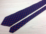 Designer Tie Burberrys Red & Blue Flower Leaves on Navy Blue Silk Men Necktie 32
