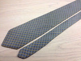 Designer Tie Lancel Paris Golden n Black Pattern on Ash Silk Men Necktie 45