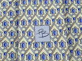 Designer Tie Pierre Balmain Blue And Skin Pattern On Yellow Silk Men Necktie 42