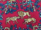 Animal Tie Beaufort Lion & Leopard in Bushes on Dark Pink Silk Men NeckTie 49